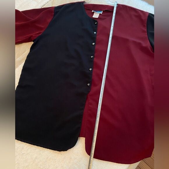 Vintage Maroon and Black Button Up Abstract 80s Shirt Size 22 - Picture 5 of 7